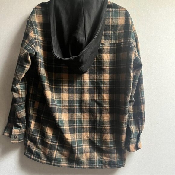 Twik Par Simons plaid hooded snap button shacket Sz XS - Picture 2 of 11